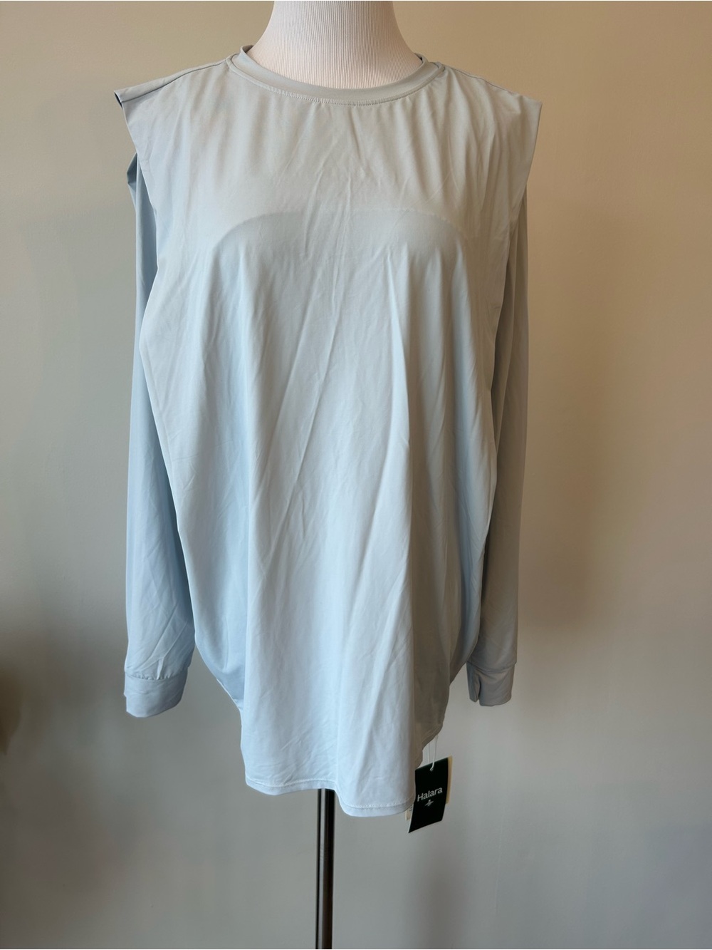 New With Tags HALARA Round Neck Long Sleeve Ruched Yoga Sports Top - UPF 50+
